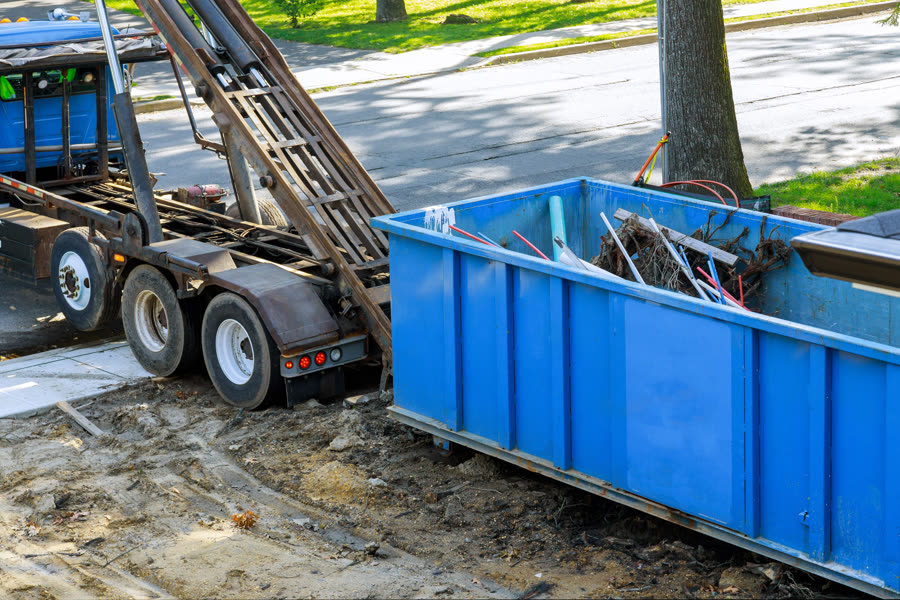 Debris container on a demolition job